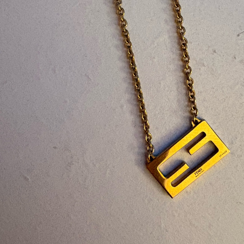 Fendi Gold Chain Necklace with Rectangular Pendant - Picture 3 of 3